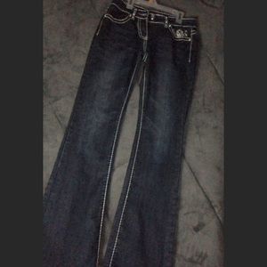 MISS CHIC WOMENS DARK WASH DENIM JEANS SIZE 5
